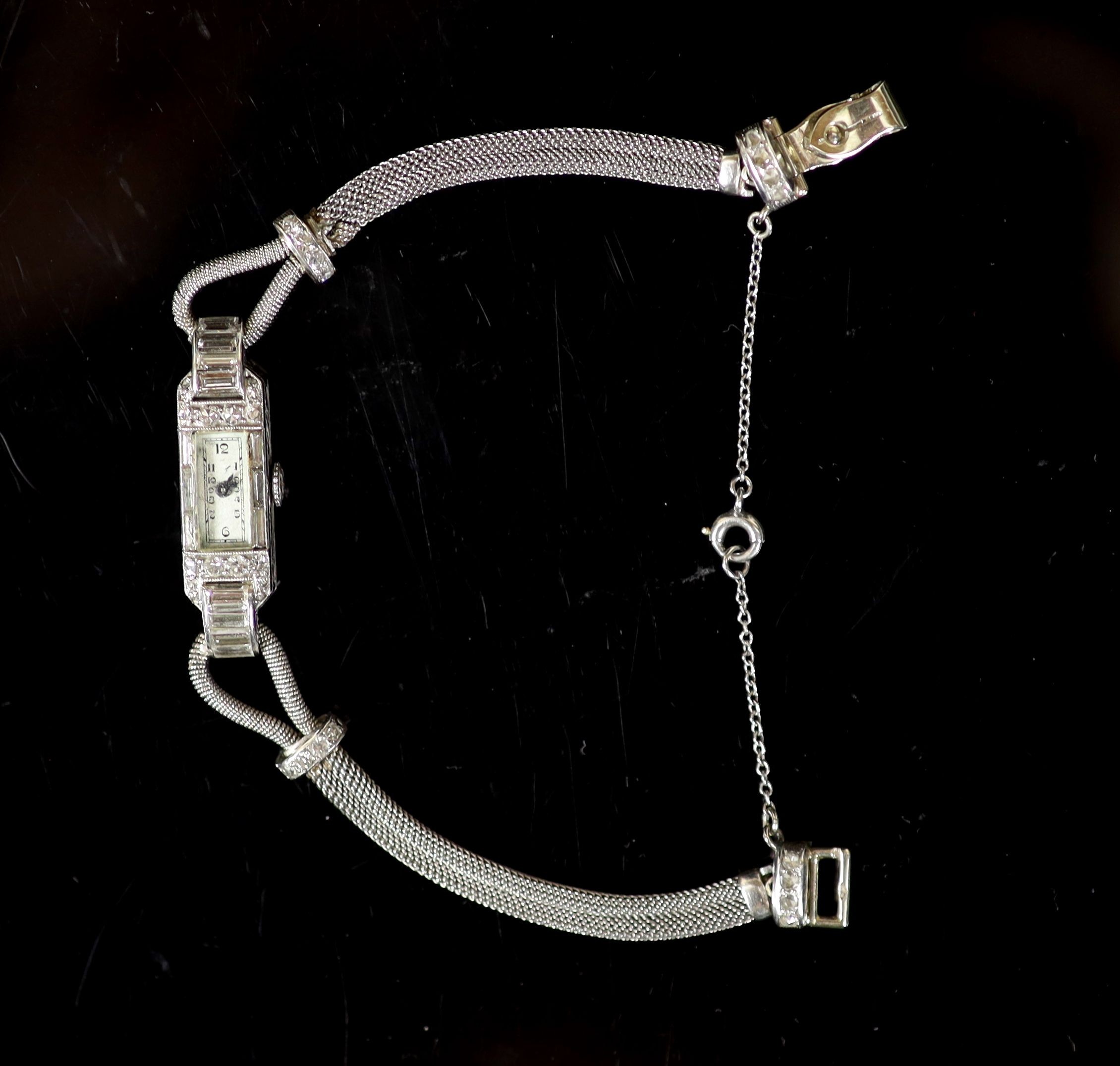 A lady's 1930's French Boucheron platinum and diamond set cocktail watch